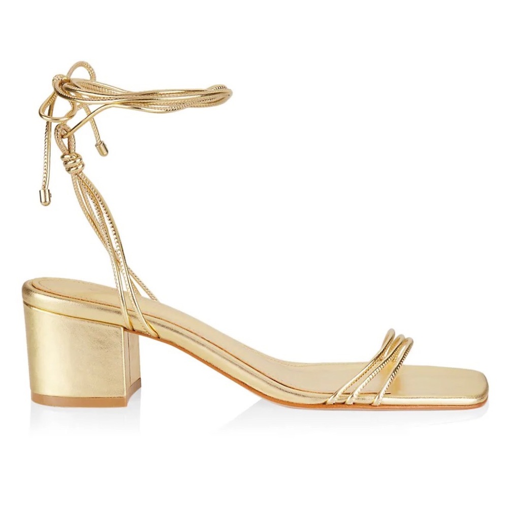Schutz Thea Metallic Block Heel Sandals